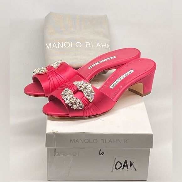 Manolo Blahnik Prinap 50MM Satin Mules - Picture 13 of 15